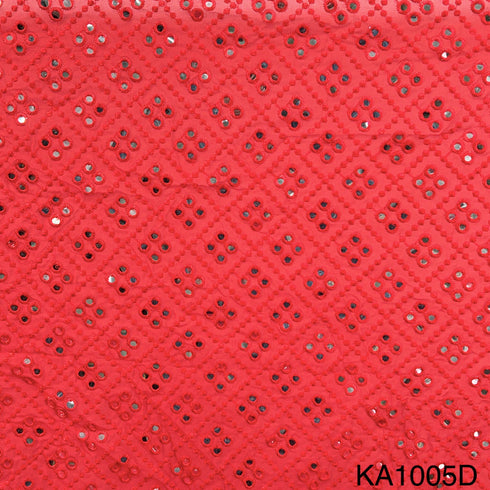 Embroidered Faux Mirror Georgette Fabric-KA1005